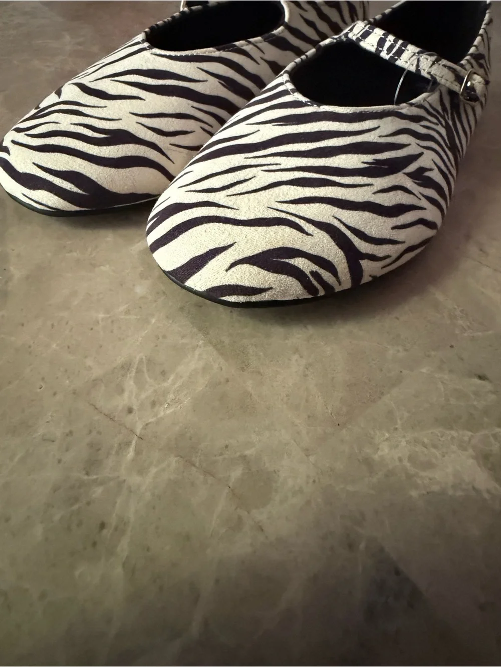 ZARA Girls Mary Jane zebra Buckled Ballet Flats NWT Sz 35
